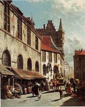 unknow artist European city landscape, street landsacpe, construction, frontstore, building and architecture. 118